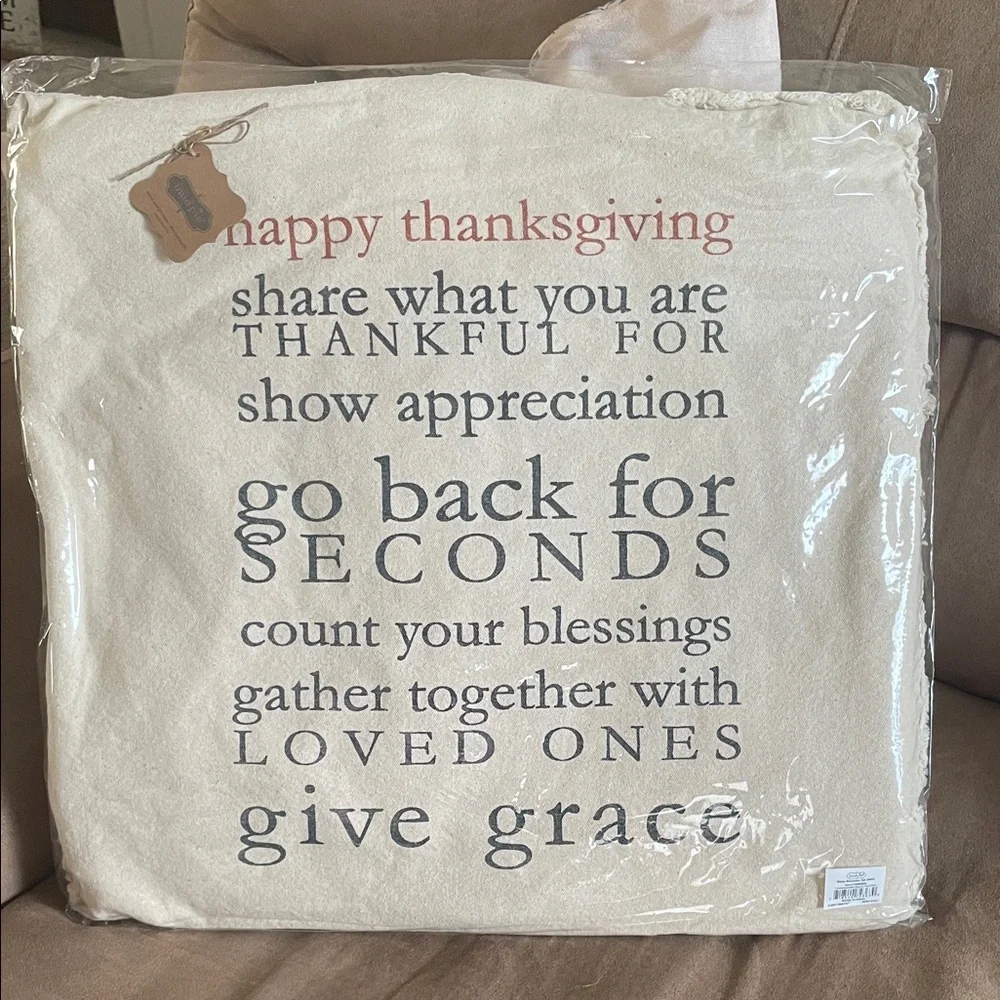 Mud Pie Cream Thanksgiving Decorative Pillow with Script
